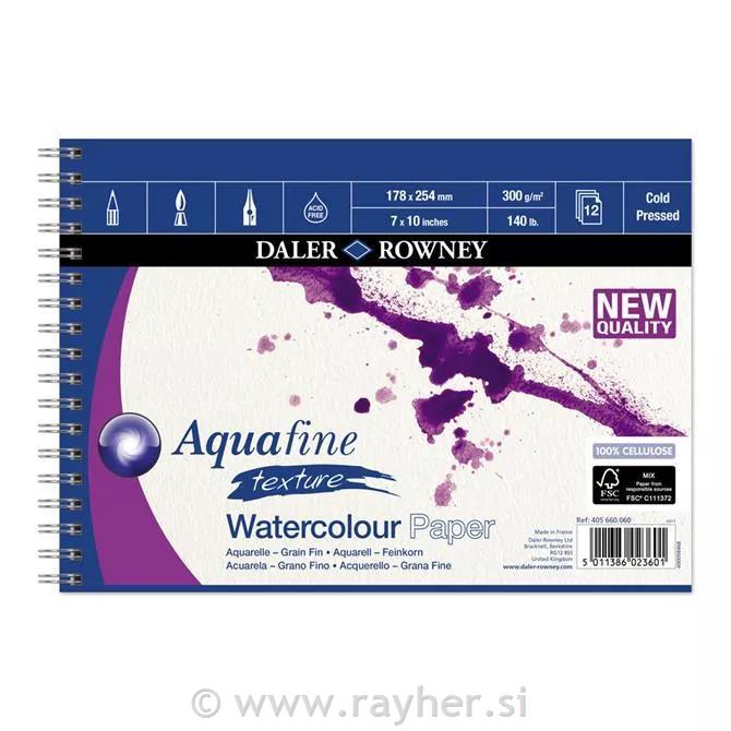 Akvarel blok, Aquafine, 18x25 cm, 300g/m2, 12 listova, spiralni uvez