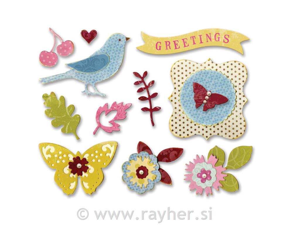 Sizzix Thinlits, Cvijetni ukrasi, set 23