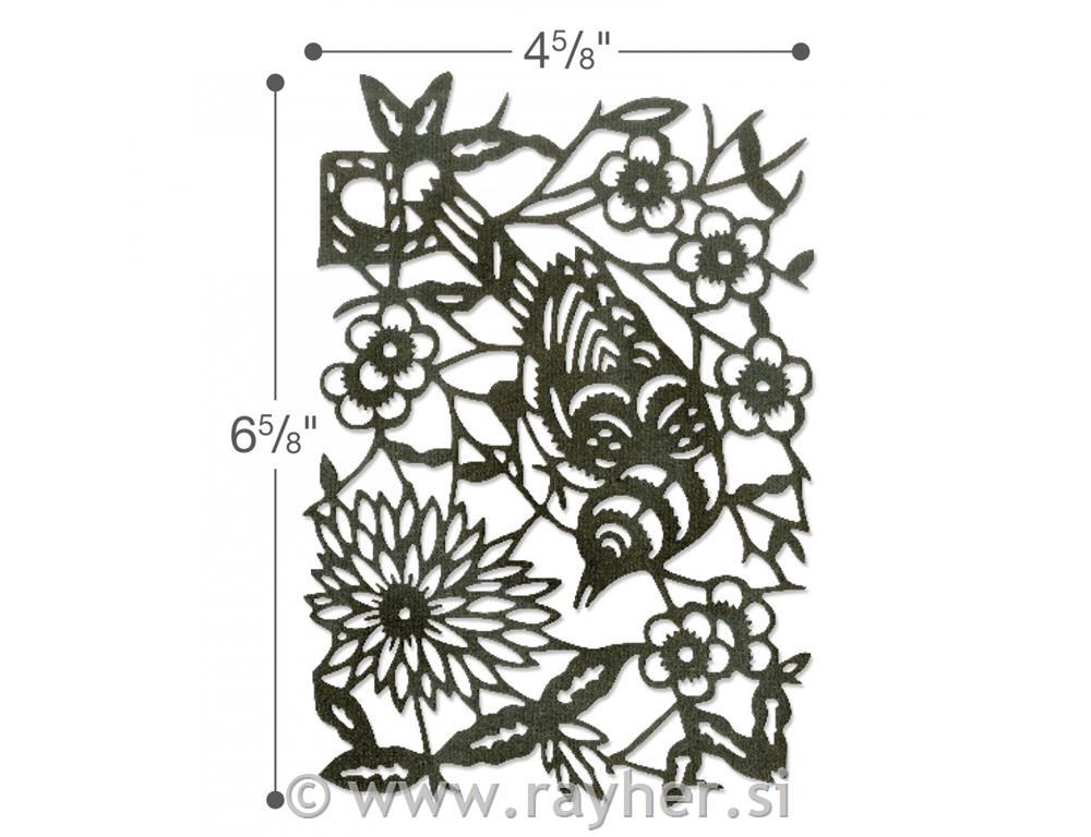 Sizzix Thinlits šablone, Ptica v cvetju by Tim Holtz
