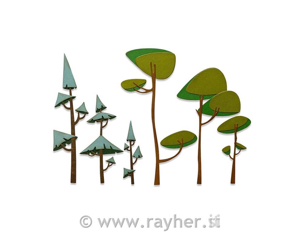 Sizzix Thinlits, Funky Trees, set 6,by Tim Holtz