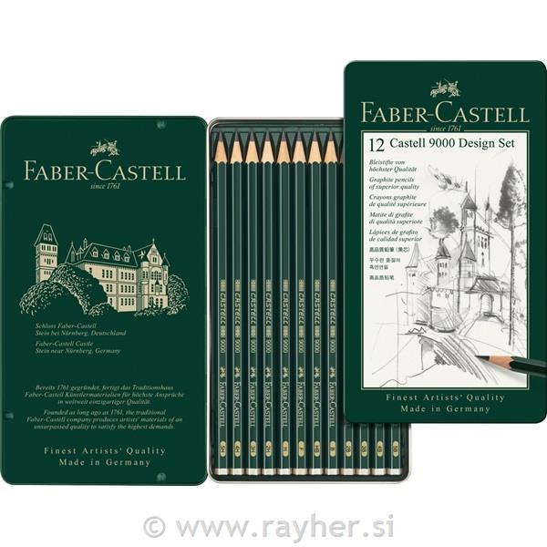 Set grafitnih olovki Castell 9000 Design, set 12 (5B-5H)