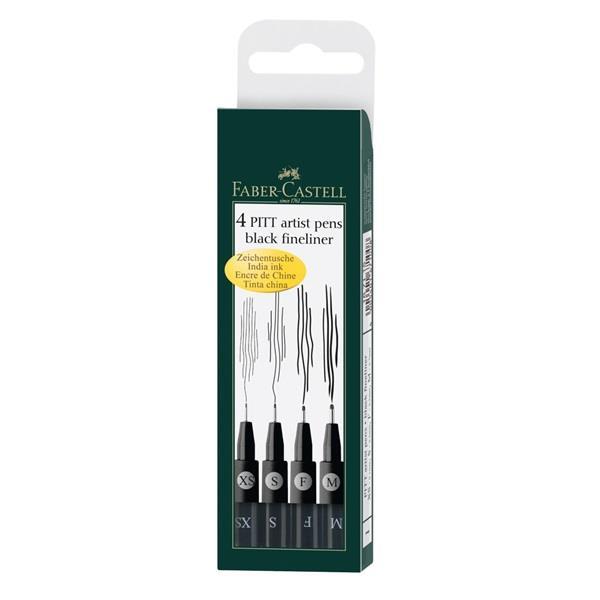 PITT Artist pen set 4 črni (XS,S,F,M)