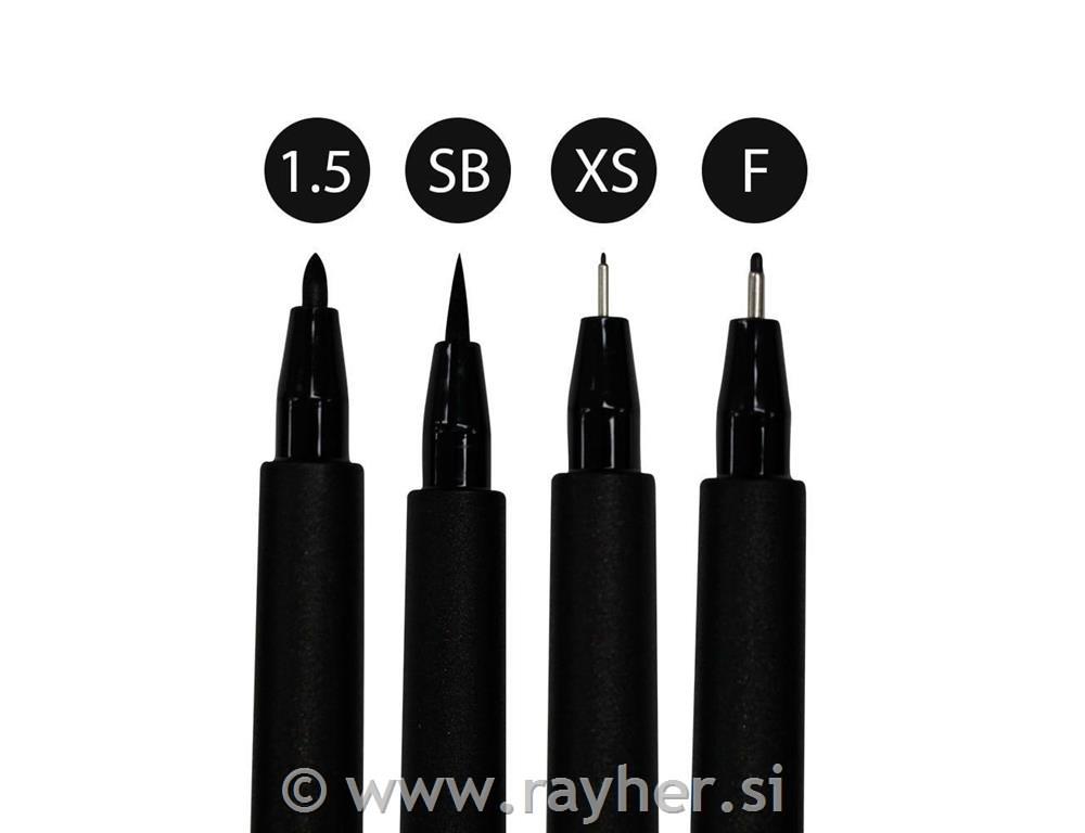 PITT Artist pen Comic set 4 crniF, XS, 1,5, SB