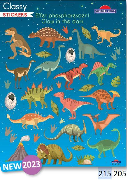 Nalepke SB15 15x17cm, 215205, Glow in the dark, Dinozavri