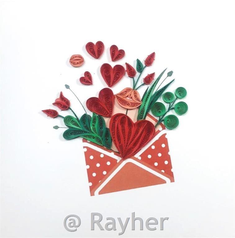 Čestitka Petit Pétales, Pismo sa srcima+kuverta