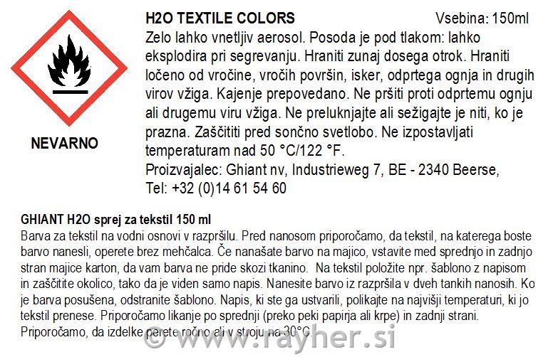 Boje za tekstil u spreju GHIANT H2O, Blue