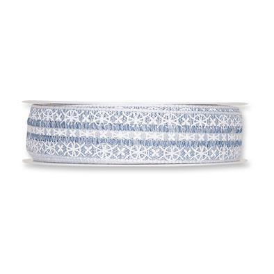 Printed linen ribbon Blossoms 23 mm