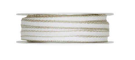 Traka, prošiveni rub, bijela, 7mm, 1m
