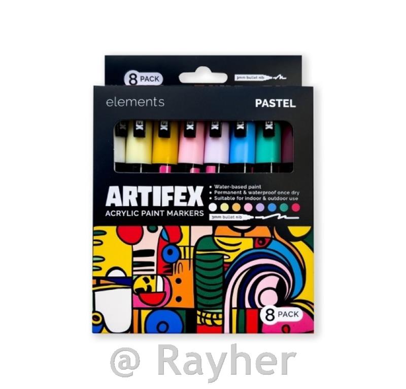 Akrilni markeri Elements Artifex, pastelset 8
