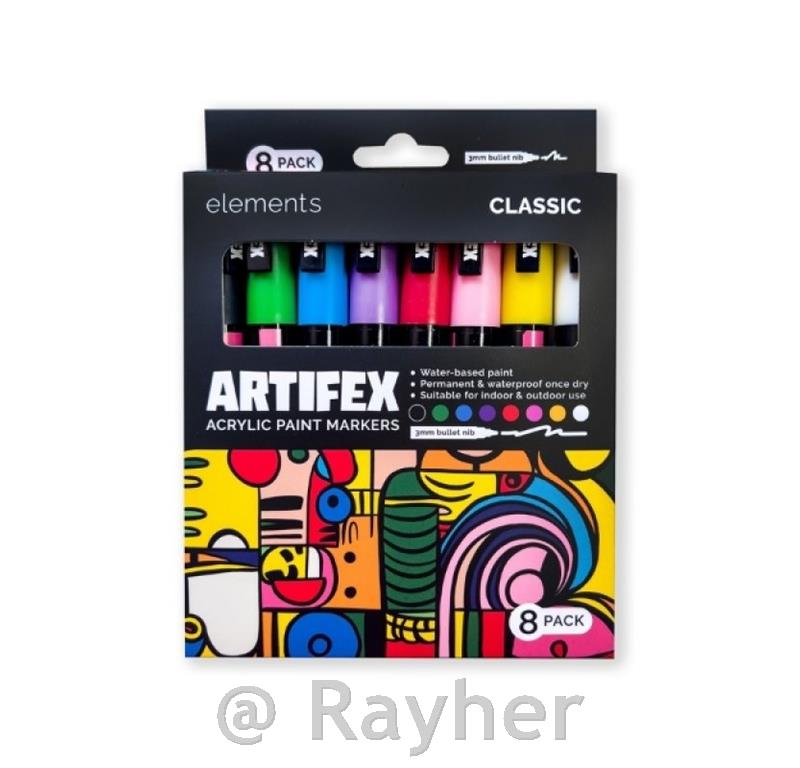 Akrilni markeri Elements Artifex, calssic, set 8