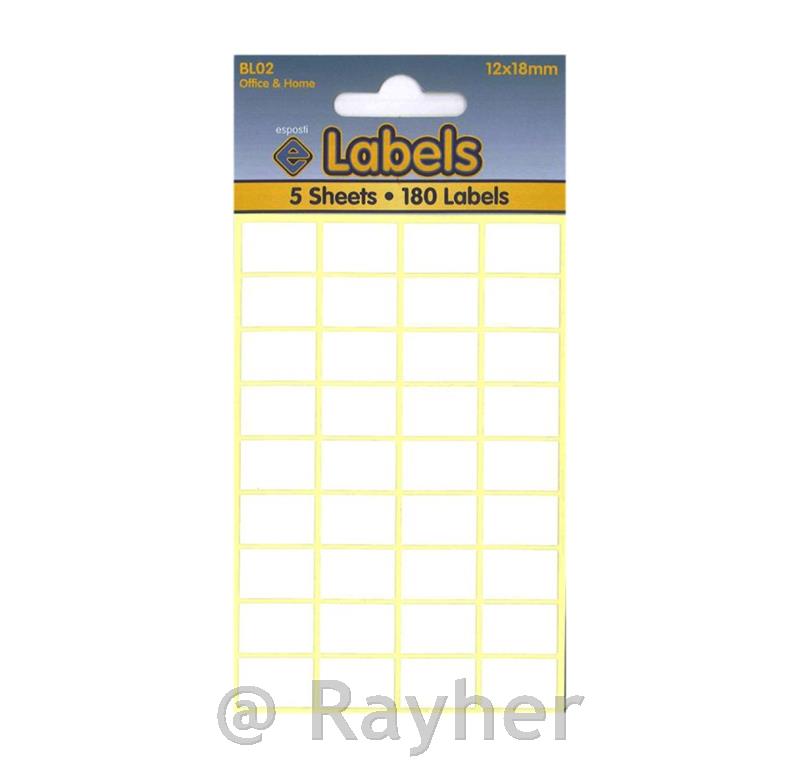 Naljepnice, bijele 12 × 18 mm, 150 naljepnica, 5 listova