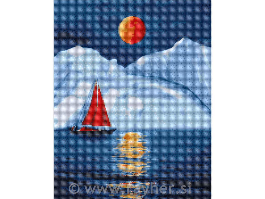 Dijamantni mozaik, Red sailboat, 40x50 cm