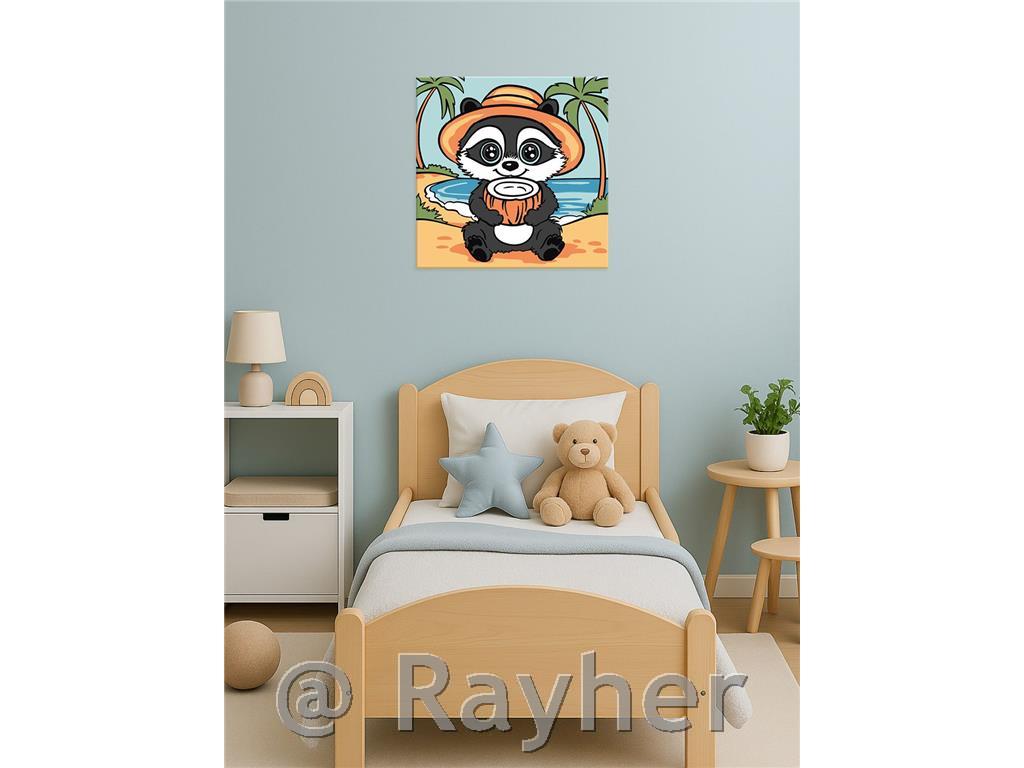 Slikanje po brojevima, Raccoon and coconut, 25x25 cm