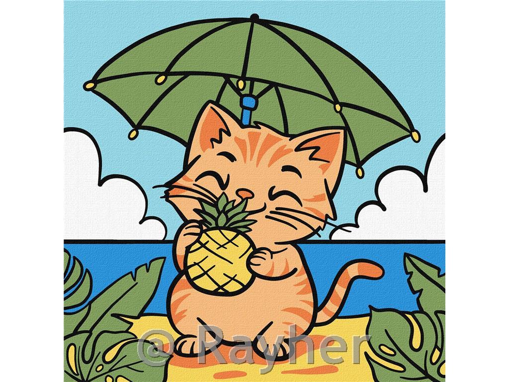 Slikanje po brojevima, Kitty and pineapple, 25x25 cm
