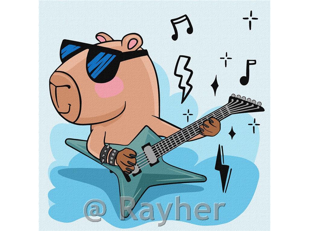 Slikanje po brojevima, Capybara rock star, 30x30 cm
