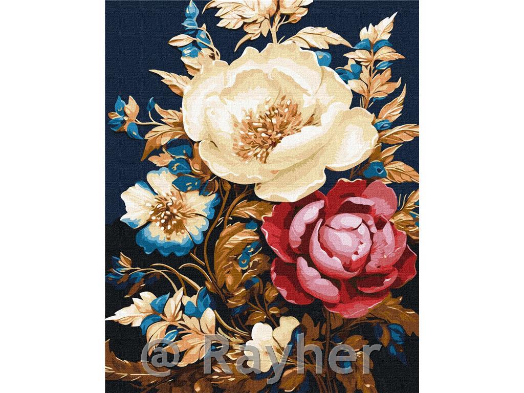 Slikanje po brojevima, Floral magic, s metalnim bojama , 40x50 cm