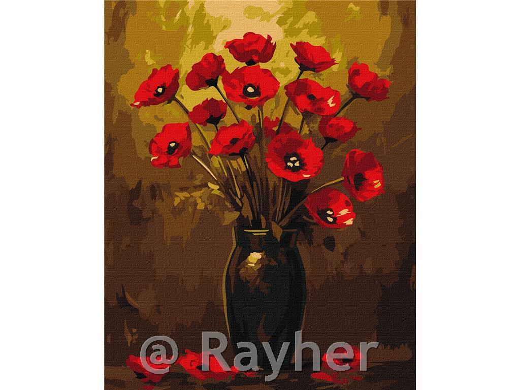 Slikanje po brojevima, Bouquet of poppies, s metalnim bojama, 40x50 cm