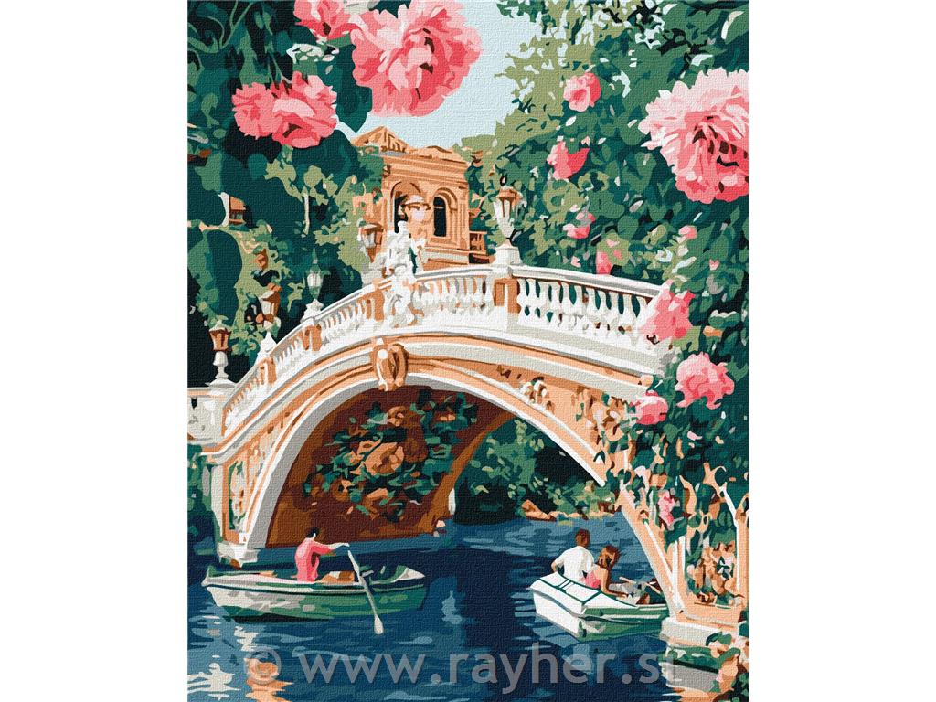 Slikanje po brojevima,Bridge and flowers, 40x50 cm