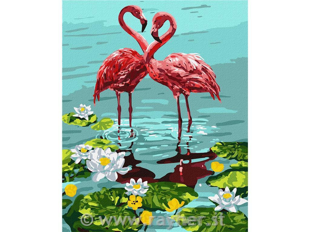 Slikanje po brojevima, Pair of flamingos, 40x50 cm