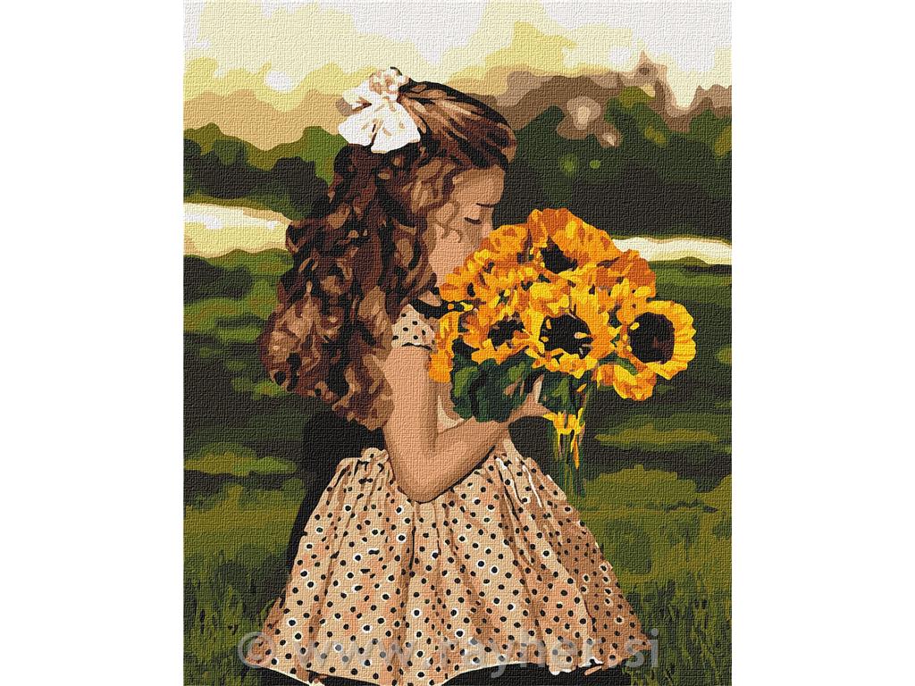 Slikanje po številkah, Girl with sunflowers, 40x50 cm