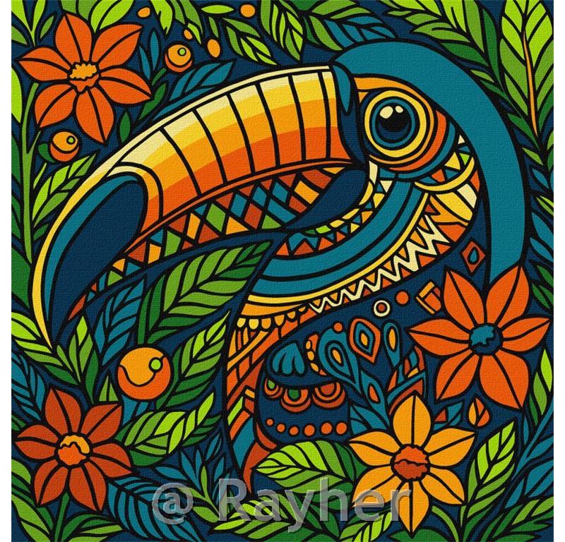 Slikanje po brojevima, Stained glass window Toucan, 30x30 cm
