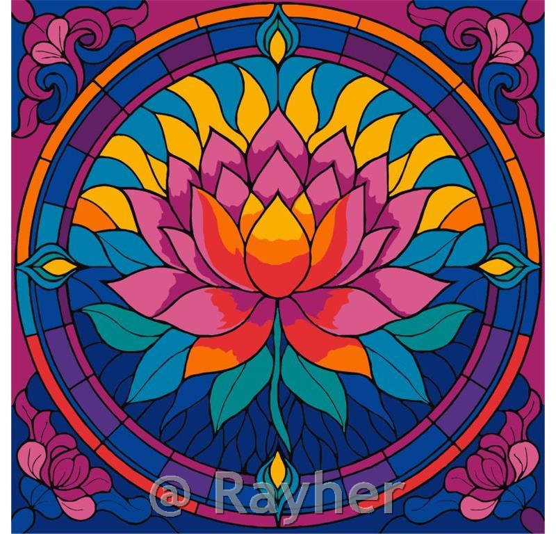 Slikanje po brojevima, Stained glass window Lotus, 30x30 cm