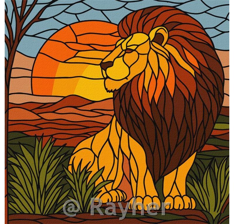 Slikanje po brojevima, Stained glass window Lion, 30x30 cm