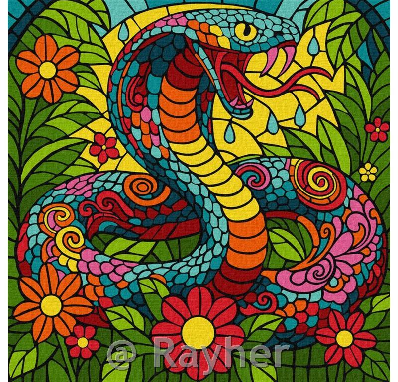 Slikanje po brojevima, Stained glass window Tropical cobra, 30x30 cm