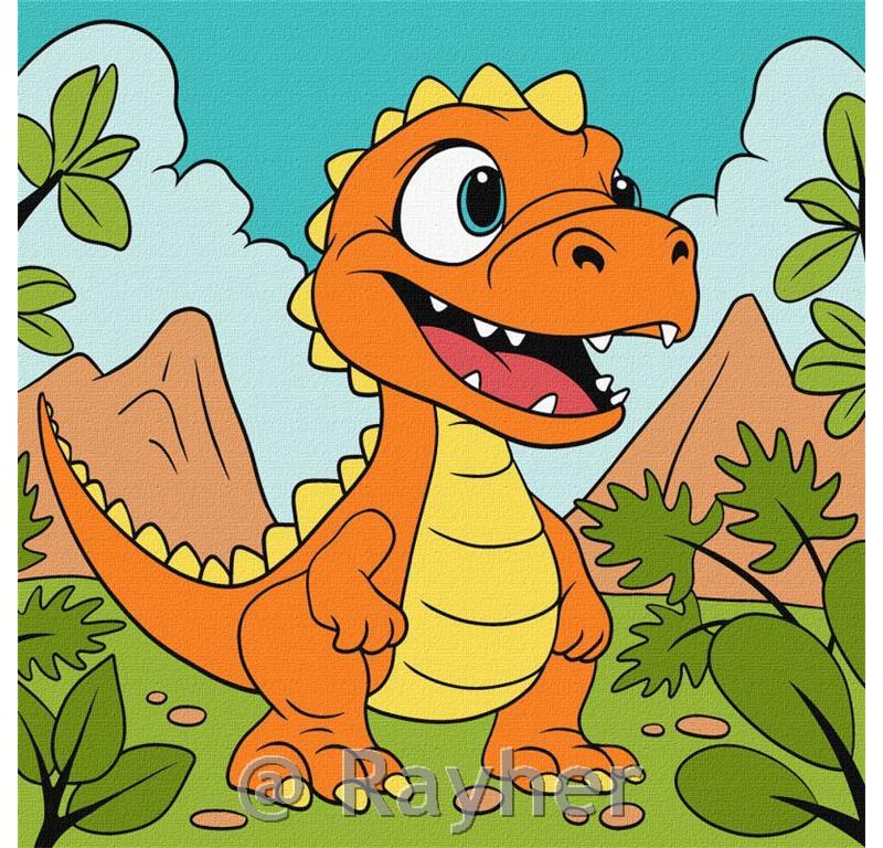 Slikanje po brojevima, Funny dinosaur, 25x25 cm