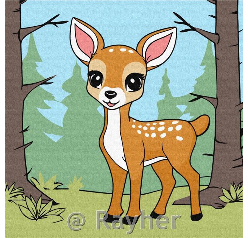 Slikanje po brojevima, An adorable little deer, 25x25 cm