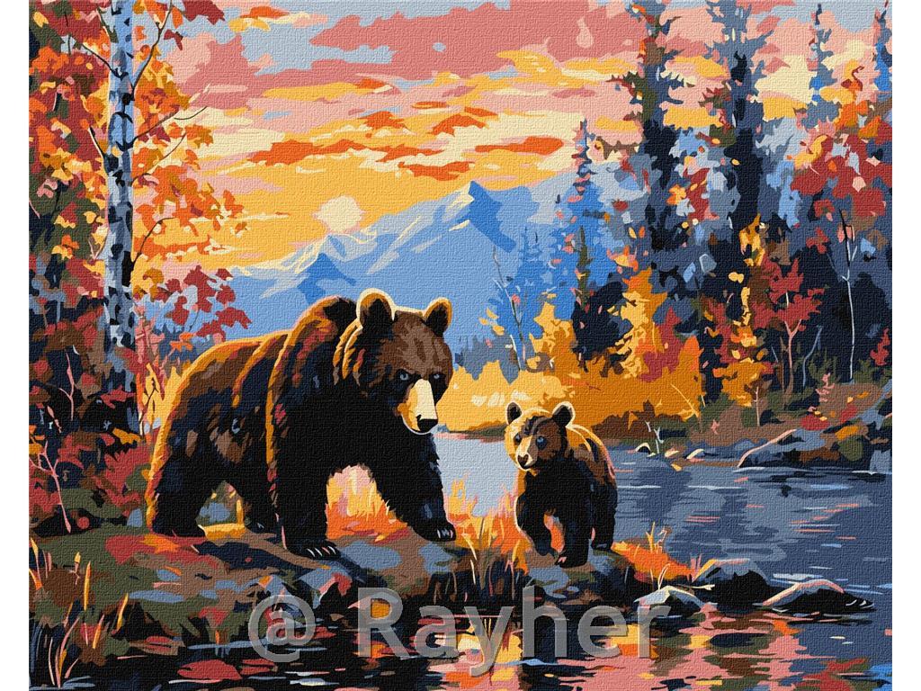 Slikanje po brojevima, A bear family, 40x50 cm