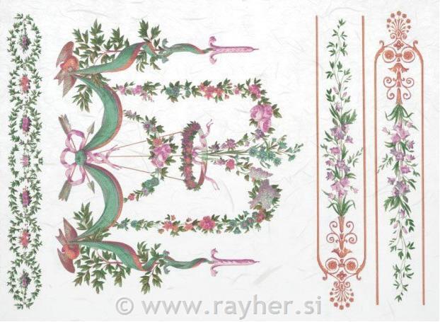 DECOUPAGE PAPIR RIŽIN A4, CVJETNE GIRLANDE 2