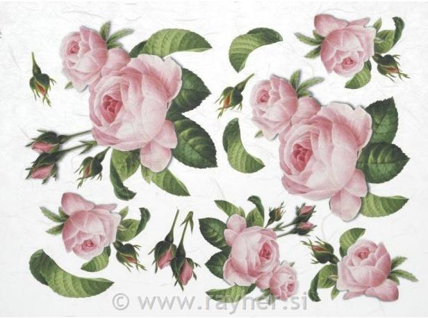 DECOUPAGE PAPIR RIŽIN A4, RUŽE, VELIKE