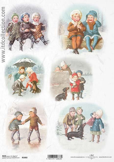 DECOUPAGE PAPIR RIŽIN A4, BOŽIĆNA DJECA