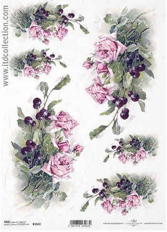 DECOUPAGE PAPIR RIŽIN A4, BUKET RUŽA