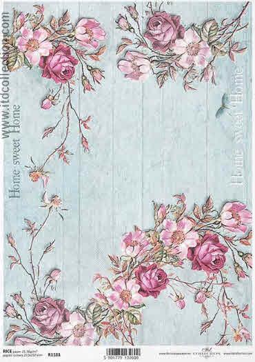 DECOUPAGE PAPIR RIŽEV A4,HOME SWEET HOME ROZA