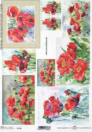DECOUPAGE PAPIR RIŽIN A4, MAK