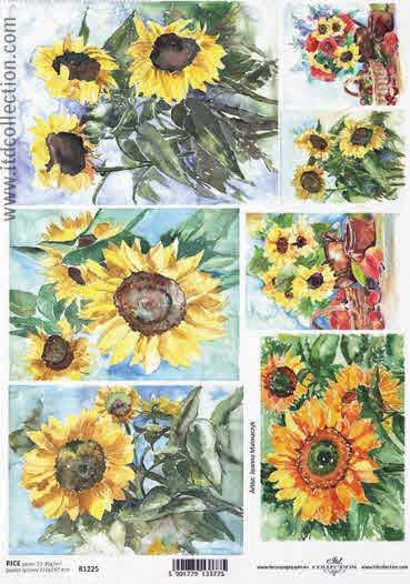 DECOUPAGE PAPIR RIŽIN A4, SUNCOKRET
