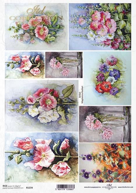 DECOUPAGE PAPIR RIŽIN A4, CVIJEĆE