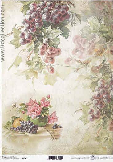 DECOUPAGE PAPIR RIŽIN A4, GROŽĐE&RUŽE