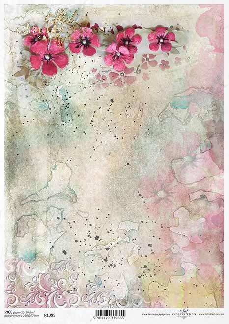 DECOUPAGE PAPIR RIŽIN A4, AKVAREL CVIJEĆ
