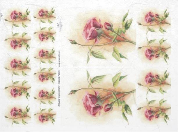 DECOUPAGE PAPIR RIŽIN A4, RUŽE