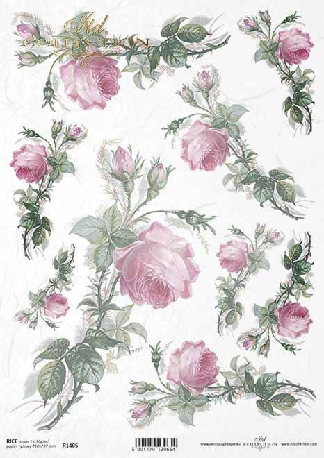 DECOUPAGE PAPIR RIŽIN A4, CVIJEĆE