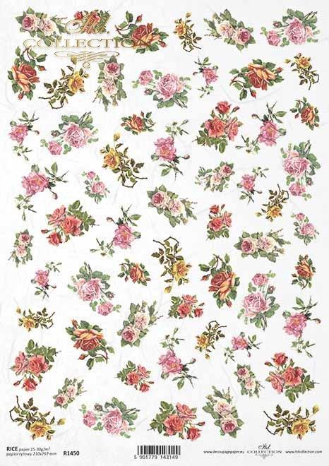 DECOUPAGE PAPIR RIŽIN A4, CVIJEĆE