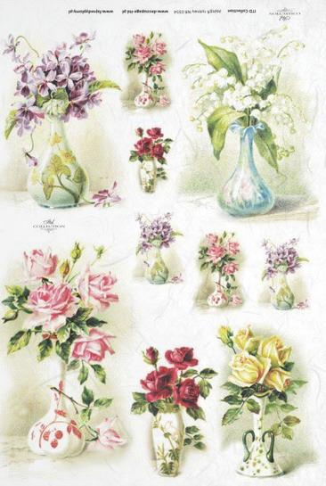 DECOUPAGE PAPIR RIŽIN A4, CVIJEĆE U VAZI