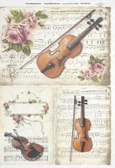 DECOUPAGE PAPIR RIŽIN A4,VIOLINA&NOTE
