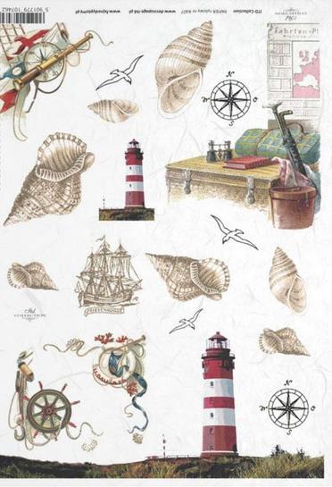 DECOUPAGE PAPIR RIŽIN A4, MORSKI