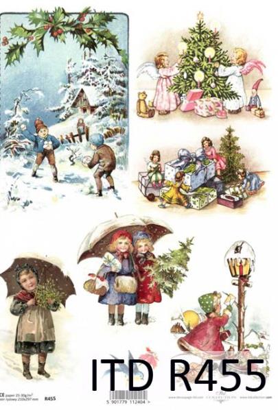 DECOUPAGE PAPIR RIŽIN A4, DJECA&ZIMA