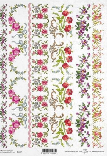 DECOUPAGE PAPIR RIŽIN A4, BORDURA CVIJEĆA