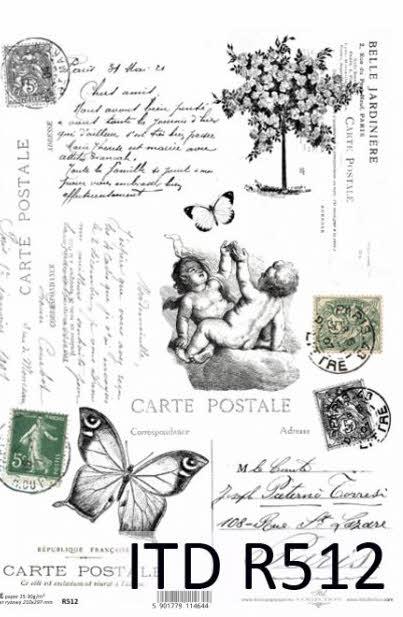DECOUPAGE PAPIR RIŽIN A4, CARTE POSTALE